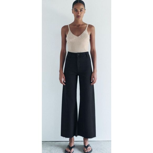 ZARA marine barrel leg black high waist jeans, Sz 0, $99 F39 - Picture 3 of 11